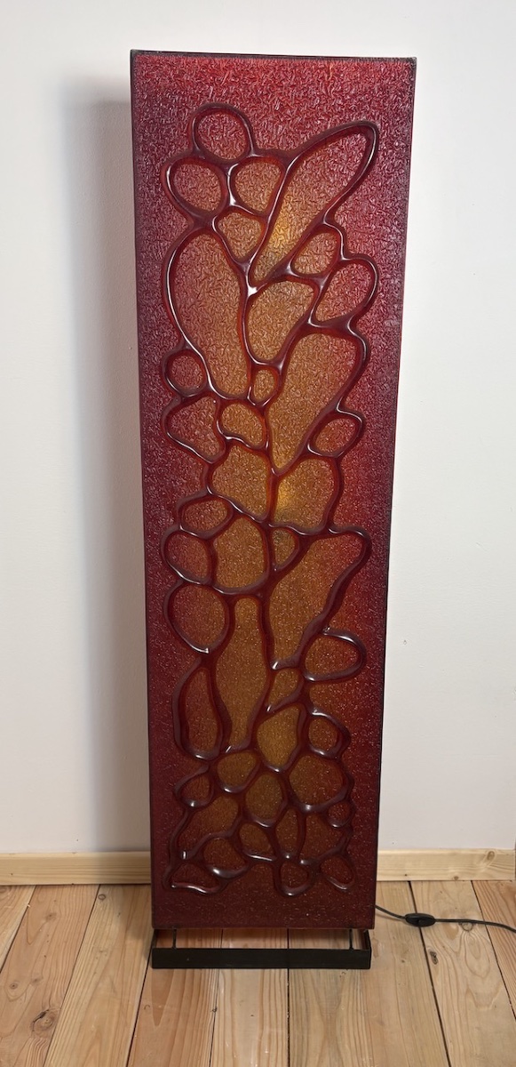 Red And Amber Fractal Resin Floor Lamp, Circa 1970, Ref1207-photo-2