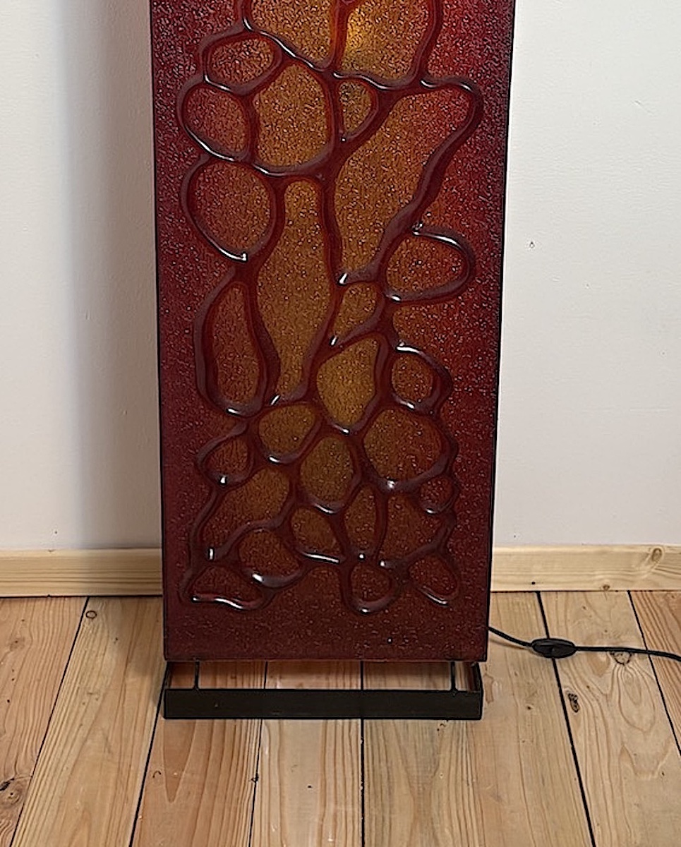Red And Amber Fractal Resin Floor Lamp, Circa 1970, Ref1207-photo-2