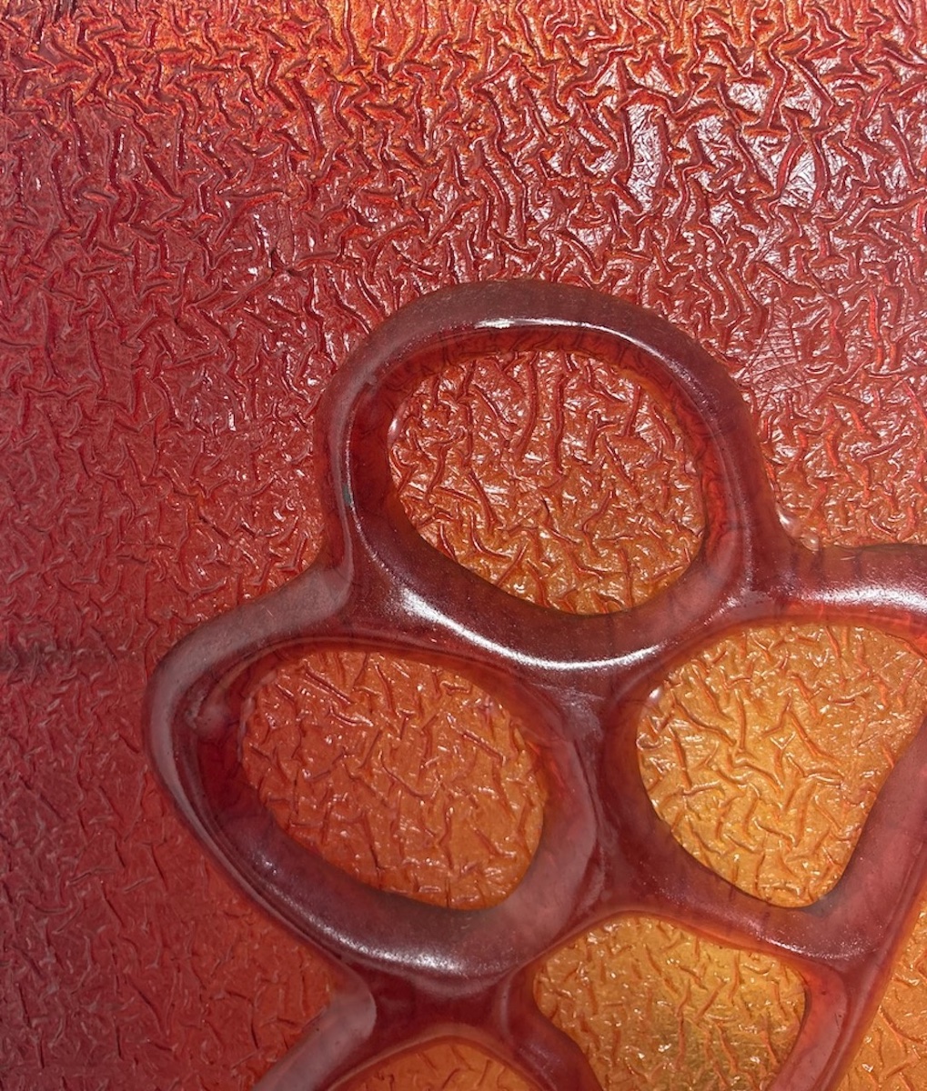 Red And Amber Fractal Resin Floor Lamp, Circa 1970, Ref1207-photo-5