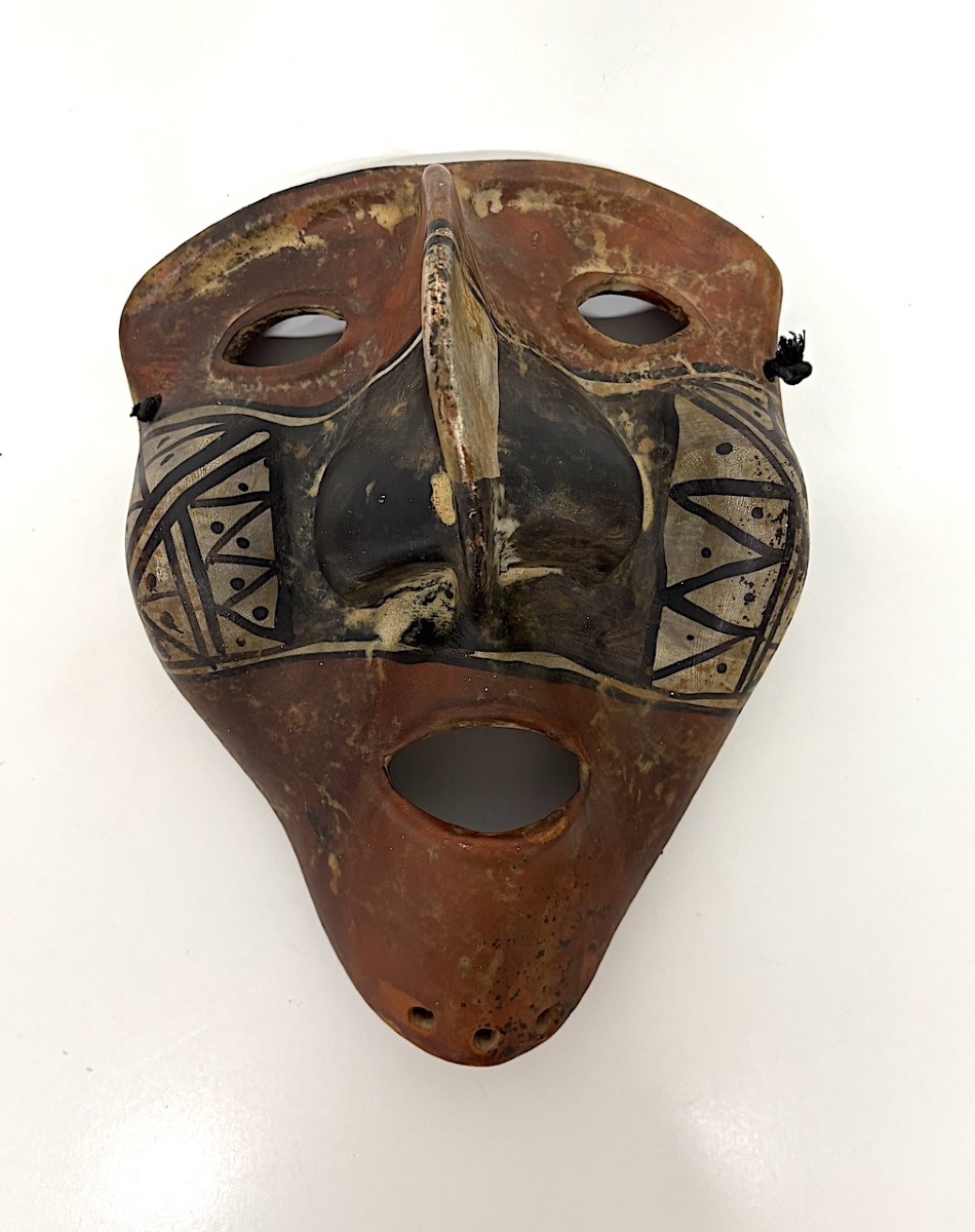 Handcrafted Primitive Art Mask, Painted Terracotta, Ref. 1210 -photo-2