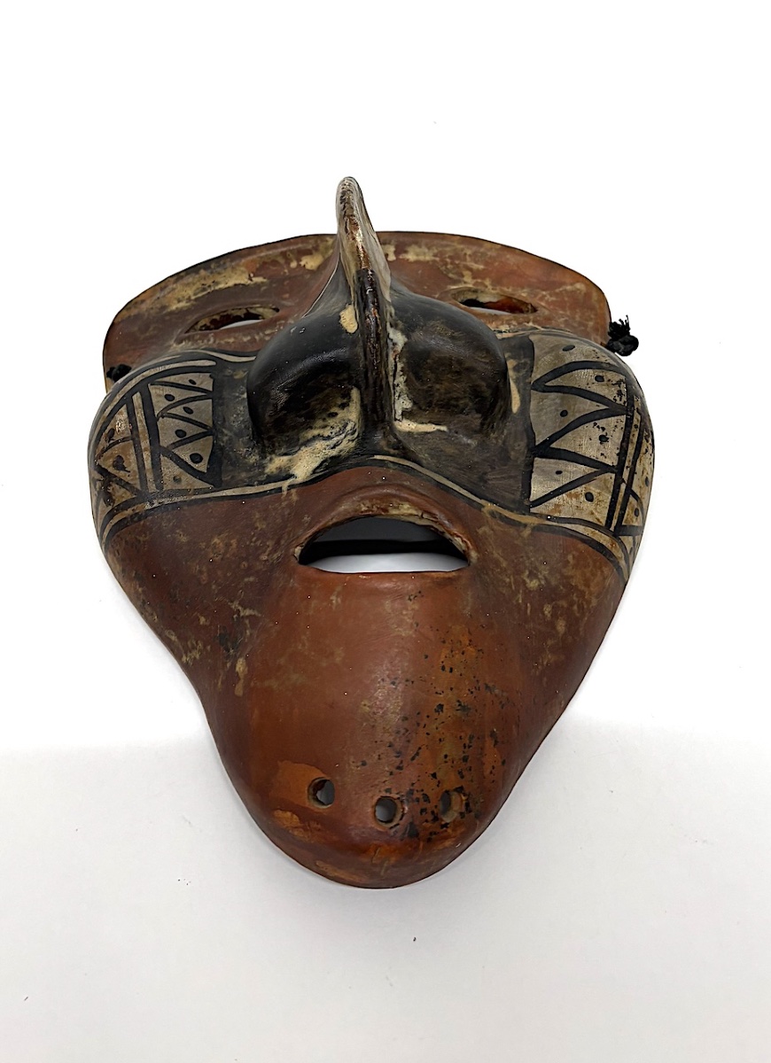 Handcrafted Primitive Art Mask, Painted Terracotta, Ref. 1210 -photo-3