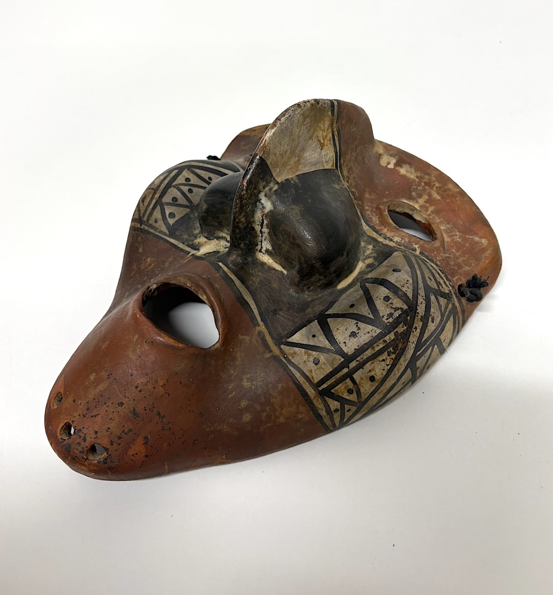 Handcrafted Primitive Art Mask, Painted Terracotta, Ref. 1210 -photo-3