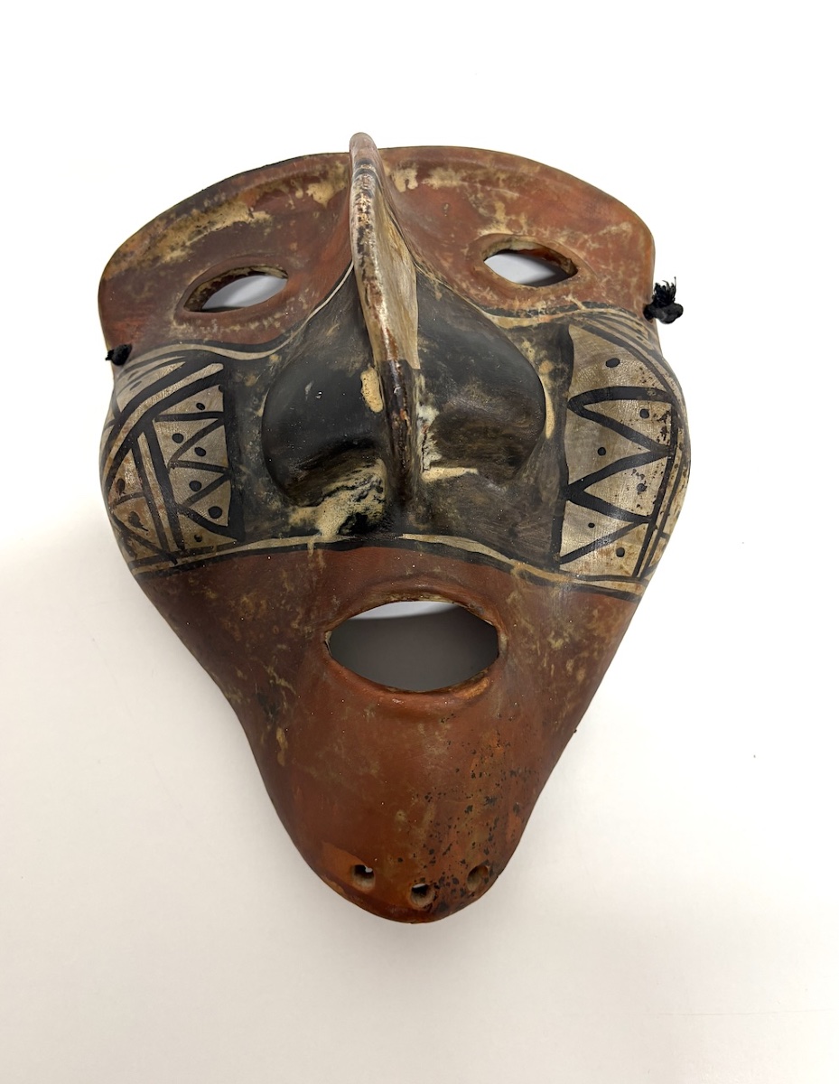 Handcrafted Primitive Art Mask, Painted Terracotta, Ref. 1210 -photo-8