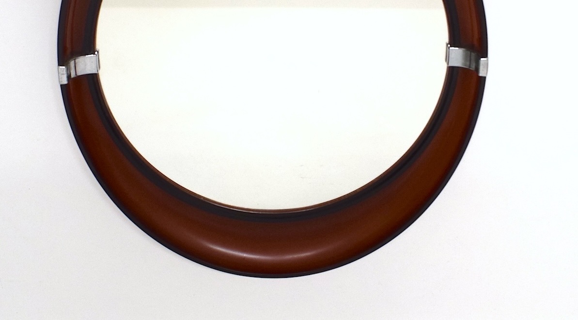  Miroir mural ovale vintage ann&eacute;es 1970 cadre  brun bordeaux ref1214-photo-4