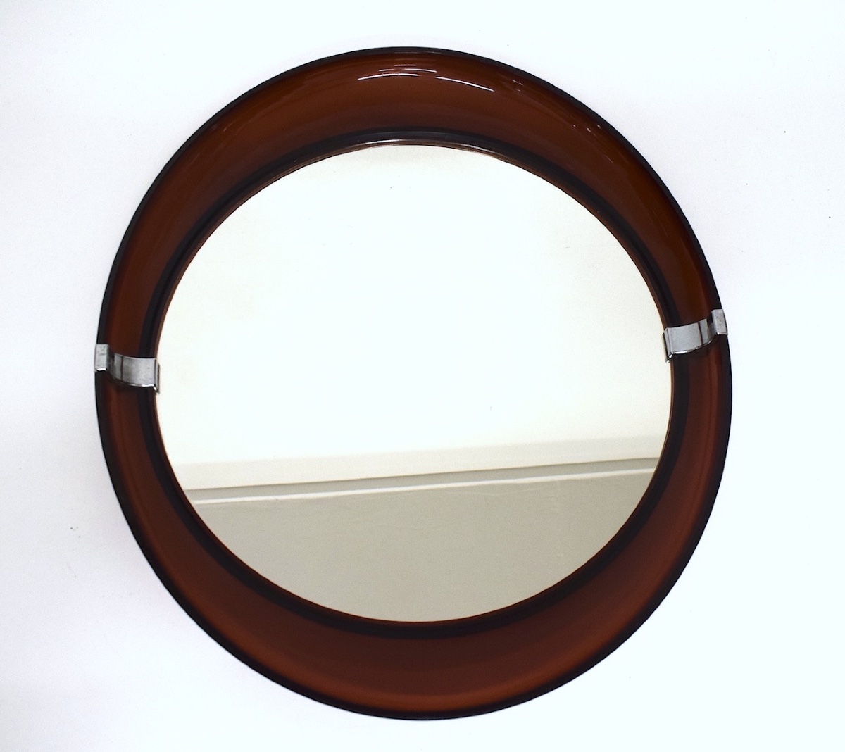  Miroir mural ovale vintage ann&eacute;es 1970 cadre  brun bordeaux ref1214-photo-5