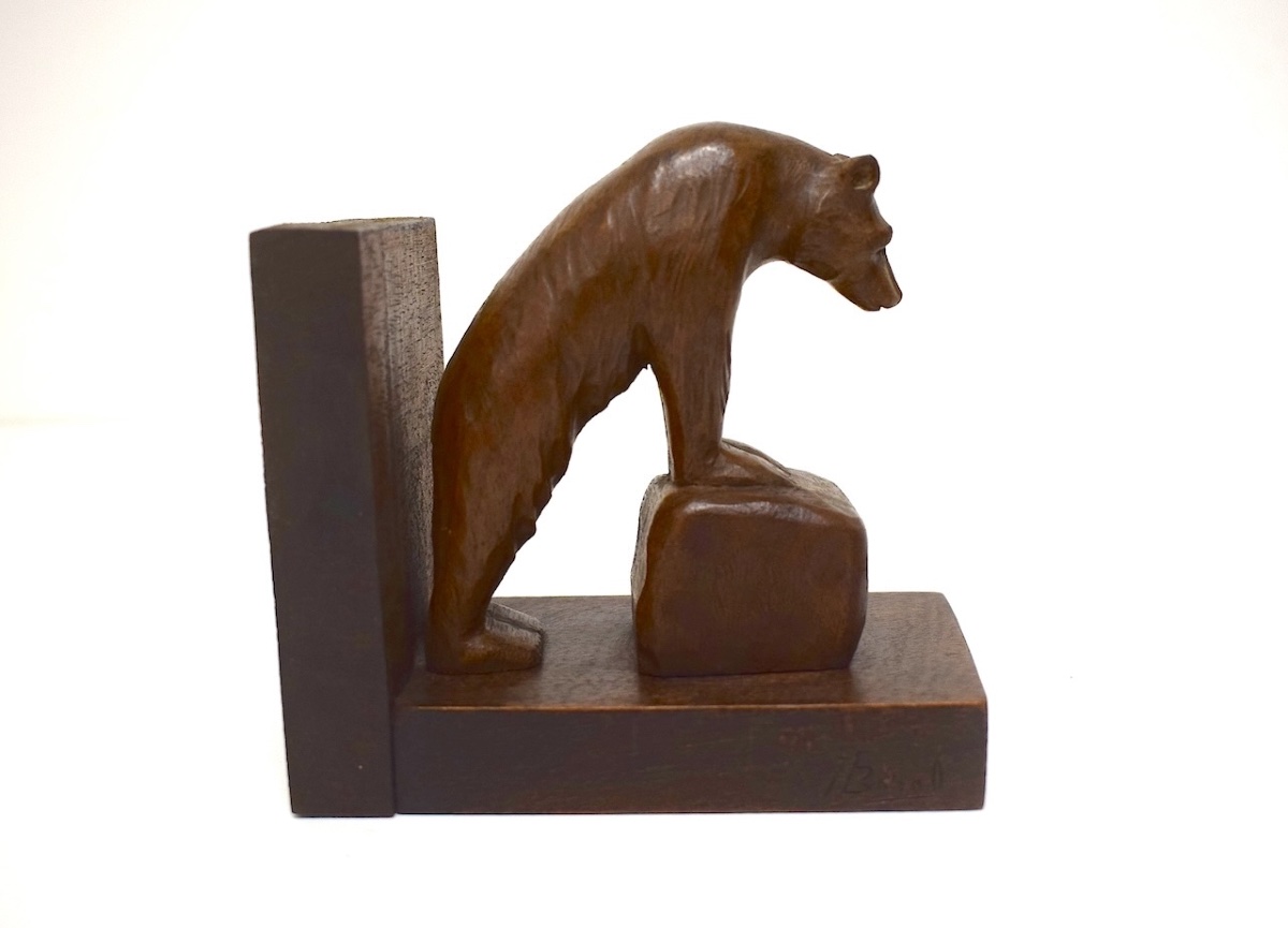 Pair Of Wooden Bear Bookends, Carved, Art Deco, 1925, Ref. 1216-photo-2