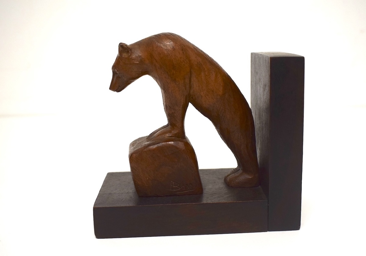 Pair Of Wooden Bear Bookends, Carved, Art Deco, 1925, Ref. 1216-photo-3