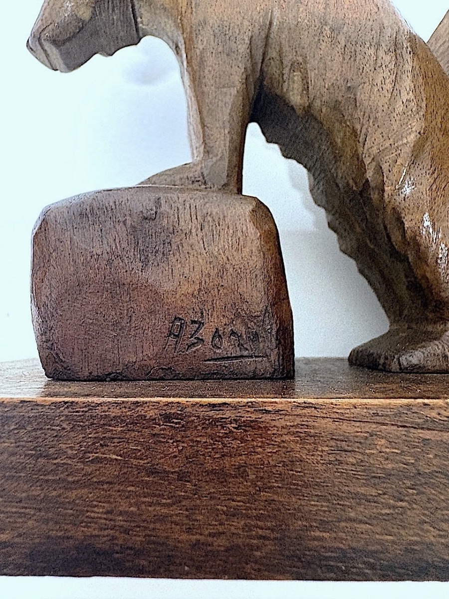 Pair Of Wooden Bear Bookends, Carved, Art Deco, 1925, Ref. 1216-photo-7