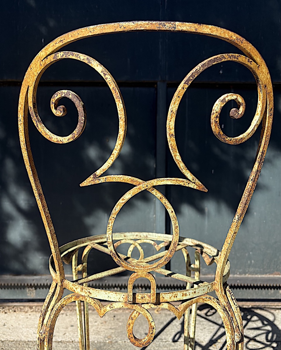 Three Art Deco Wrought-iron Chairs Attributed To Jean Charles Moreux, Ref. 1220 -photo-4