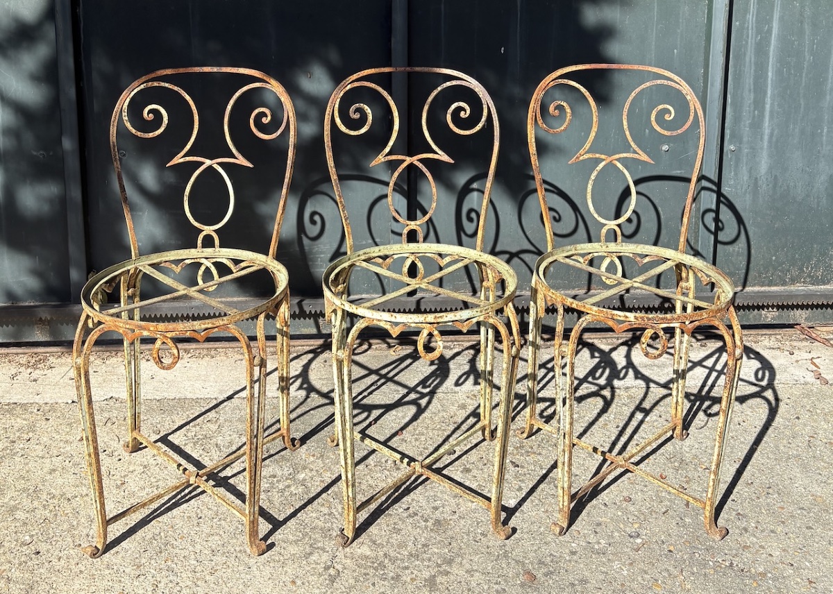 Three Art Deco Wrought-iron Chairs Attributed To Jean Charles Moreux, Ref. 1220 