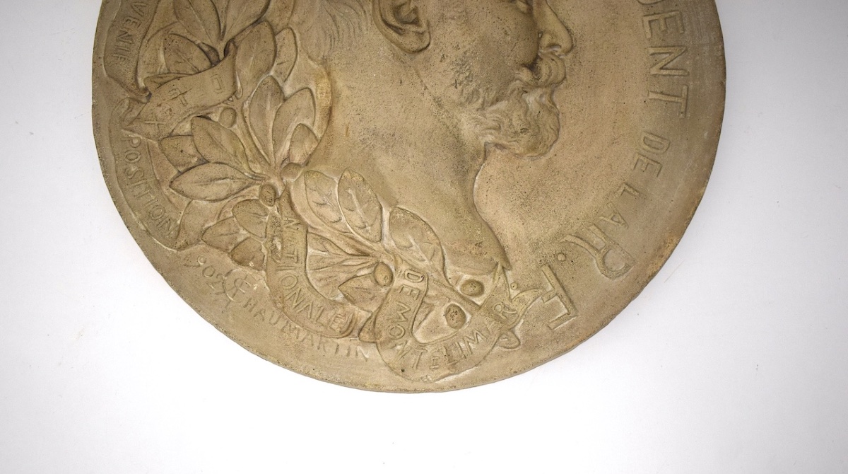 Régis Chaumartin Plaster Medallion  Portrait Of Emile Loubet Ref1219-photo-3