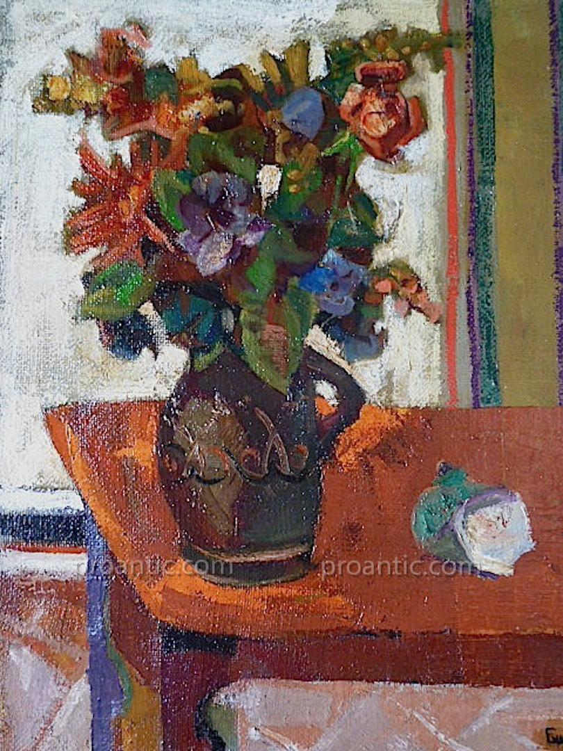 Bouquet Flowers Still Life Signed Fauve Jean Jean Ecole De Montpellier XX Rt5-photo-2