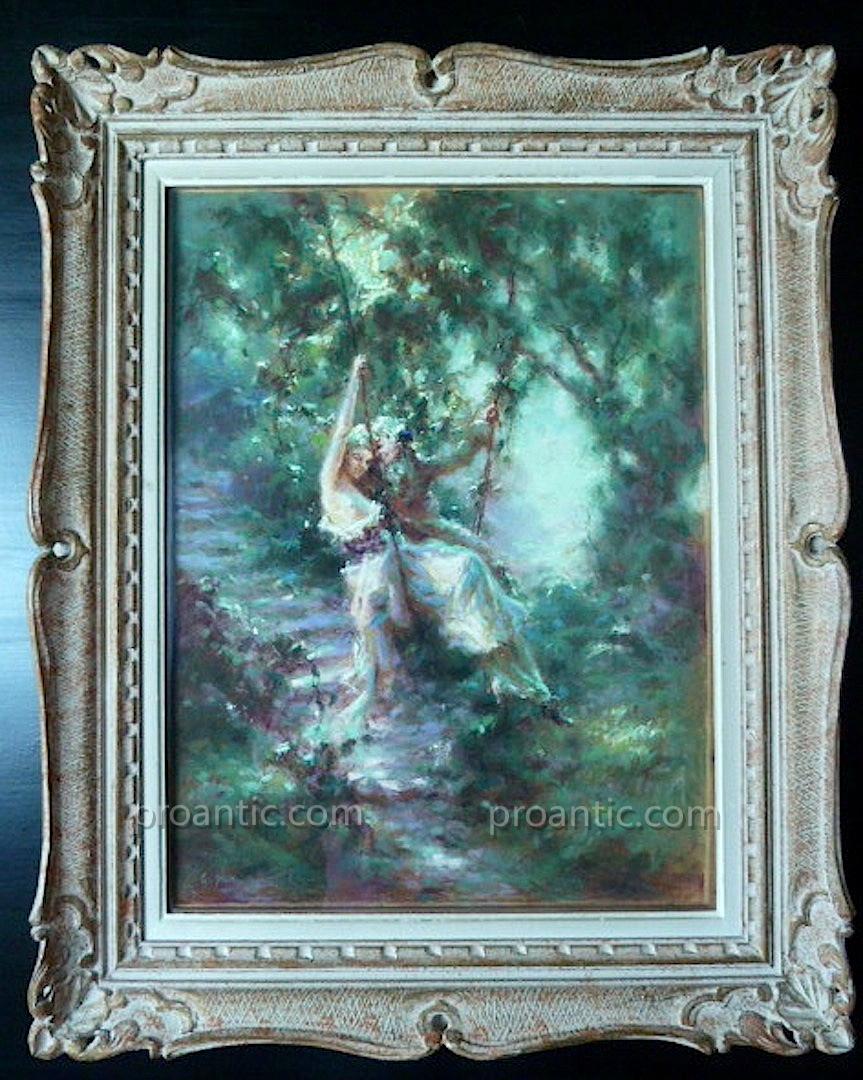 G Stelly Desmoulins Signed Pastel Scene Galante In Style Romantic XIX XX Rt18