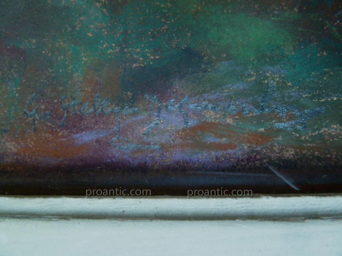 G Stelly Desmoulins Signed Pastel Scene Galante In Style Romantic XIX XX Rt18-photo-2