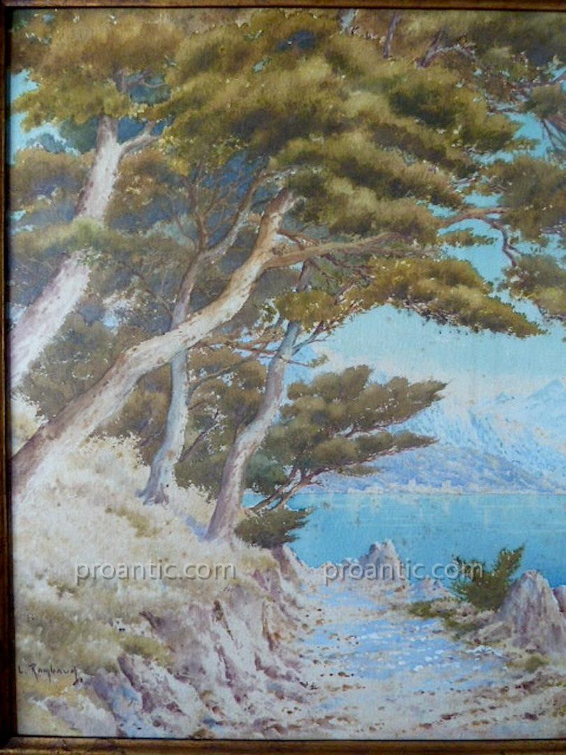 Louis Rambaud Signed Watercolor Marine Alps Mont Blanc Landscape Mountain XIX XX Rt19-photo-2
