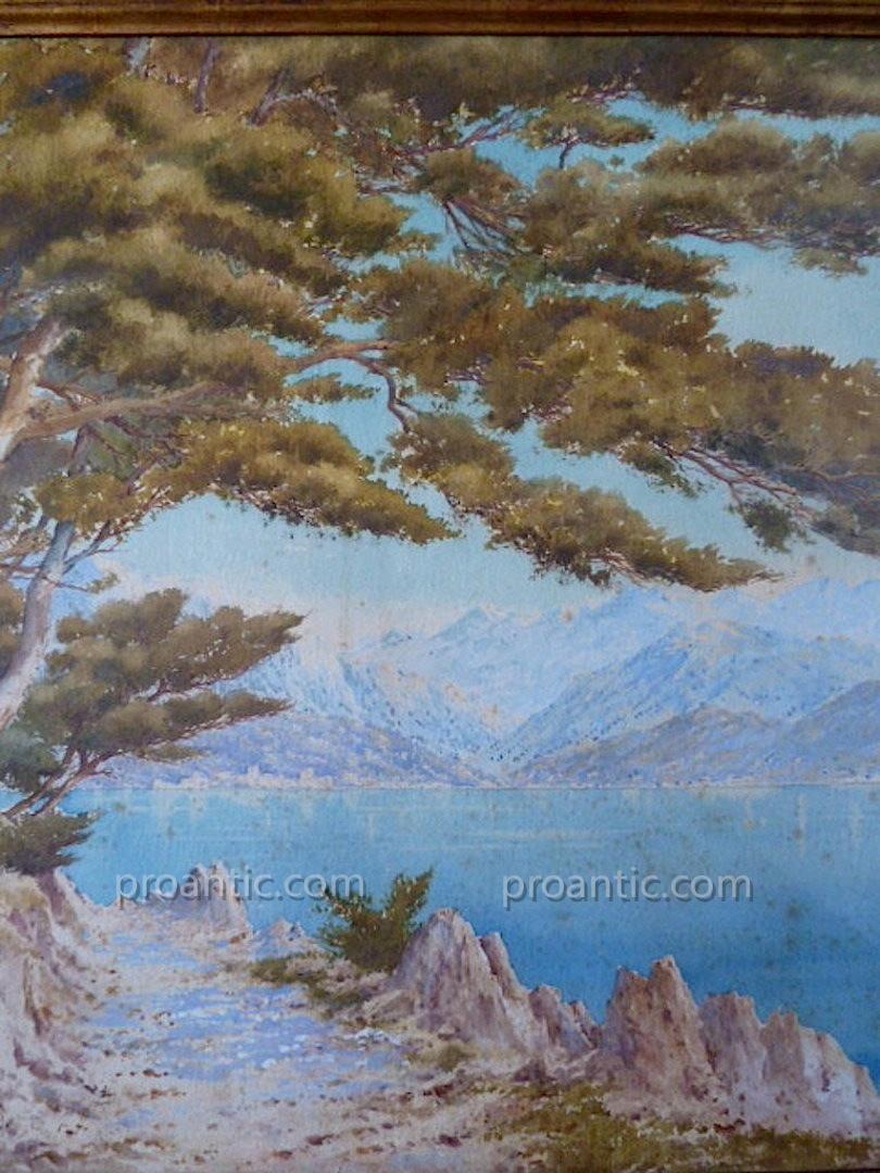 Louis Rambaud Signed Watercolor Marine Alps Mont Blanc Landscape Mountain XIX XX Rt19-photo-3