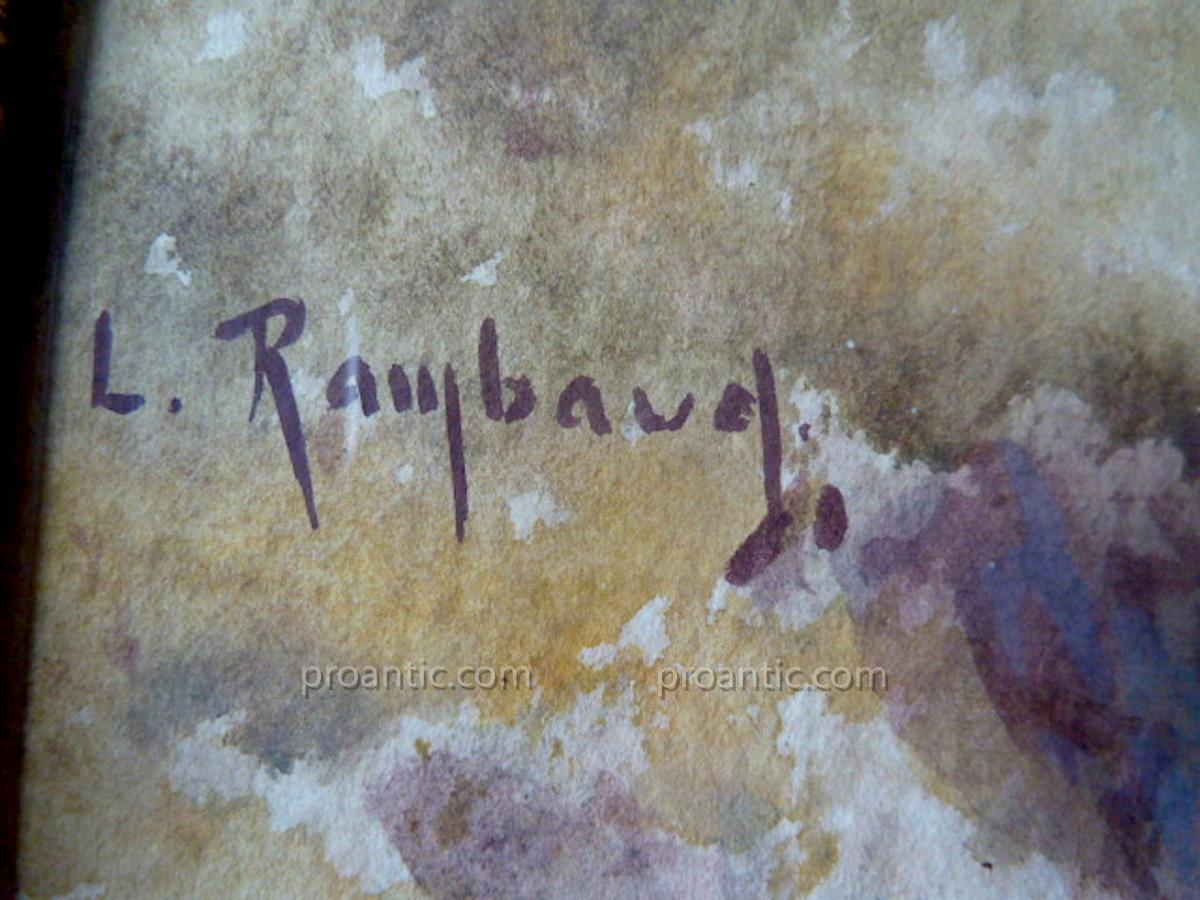 Louis Rambaud Signé Aquarelle Marine Alpes  Paysage Montagne  XIX XX  RT19-photo-1