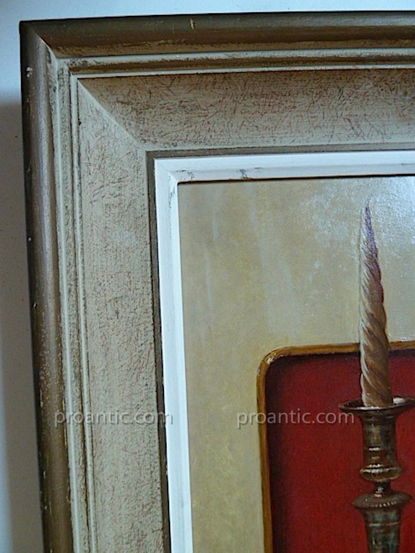 Eug Huc Signed Still Life Flower Rose Yellow Candle Box China Fan XX Rt25-photo-1