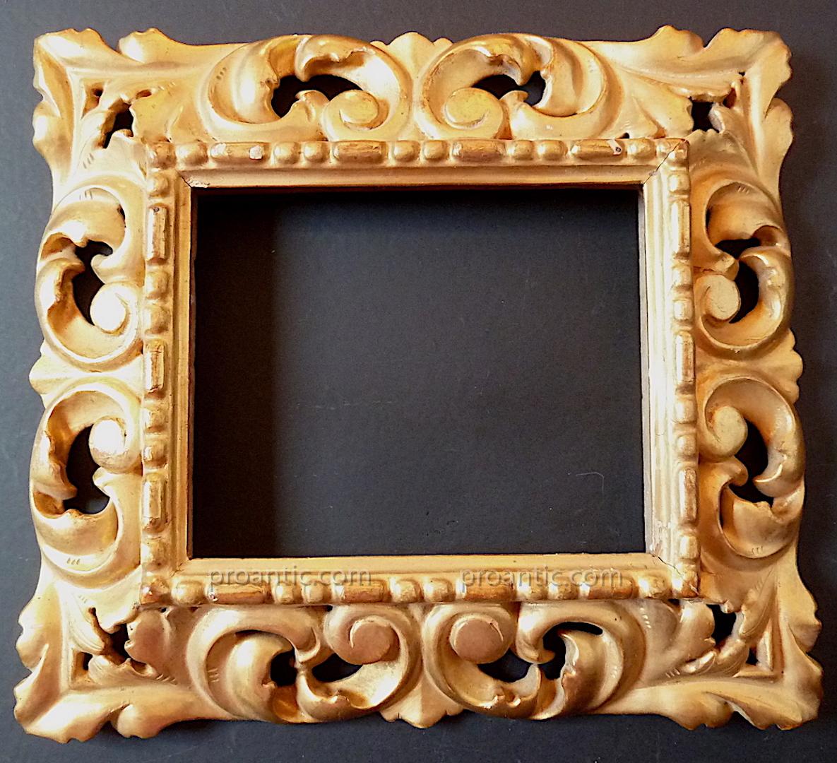 Golden Wood Frame Gold End Italian XIX Inverted Profile 16 X 13 Cm Frame Ref C572-photo-6