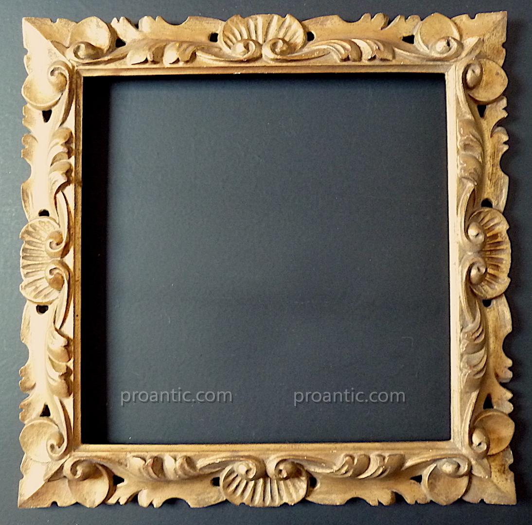 Square Frame Golden Wood Italian Rockery 32 X 32 Cm Frame Ref C568