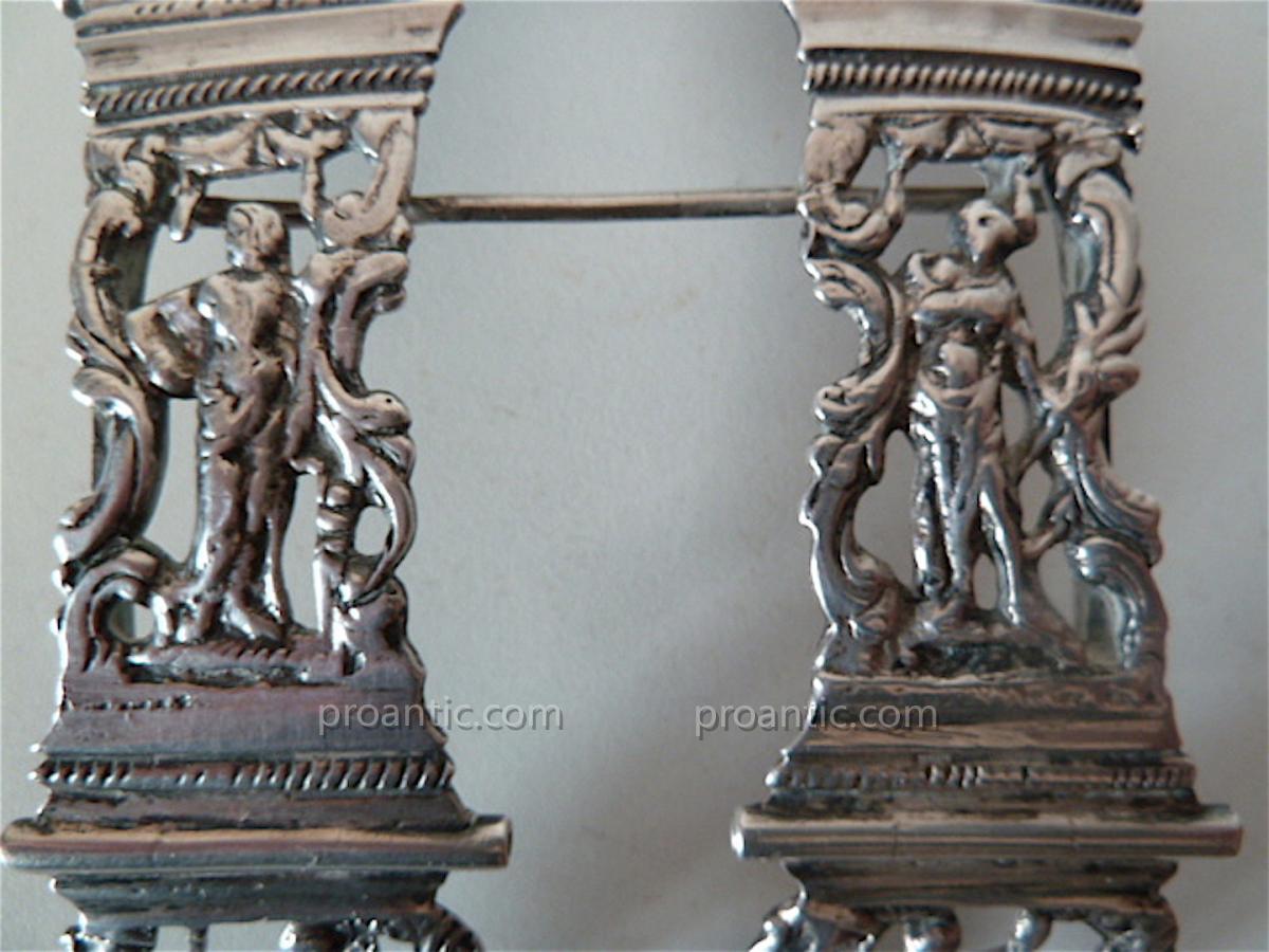 Large Belt Buckle Or Cloak 18th Sterling Silver Renaissance Haute Epoque Ref74-photo-4