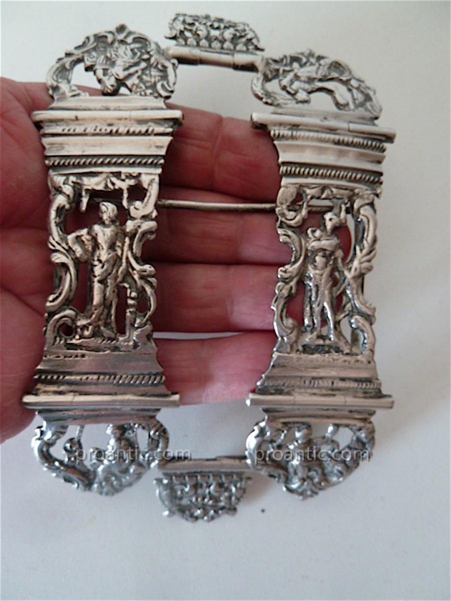 * Grande boucle fermoir de Livre saint XVIII &egrave;me 18th  ARGENT MASSIF  PAYS BAS REF74-photo-8