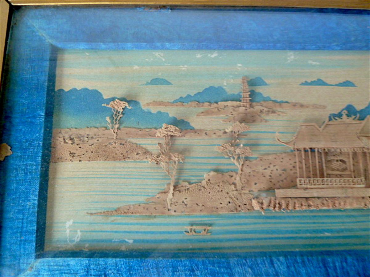 Paintings Pair Of China Chinese Temple Marine Diorama XIX Ref75-photo-3