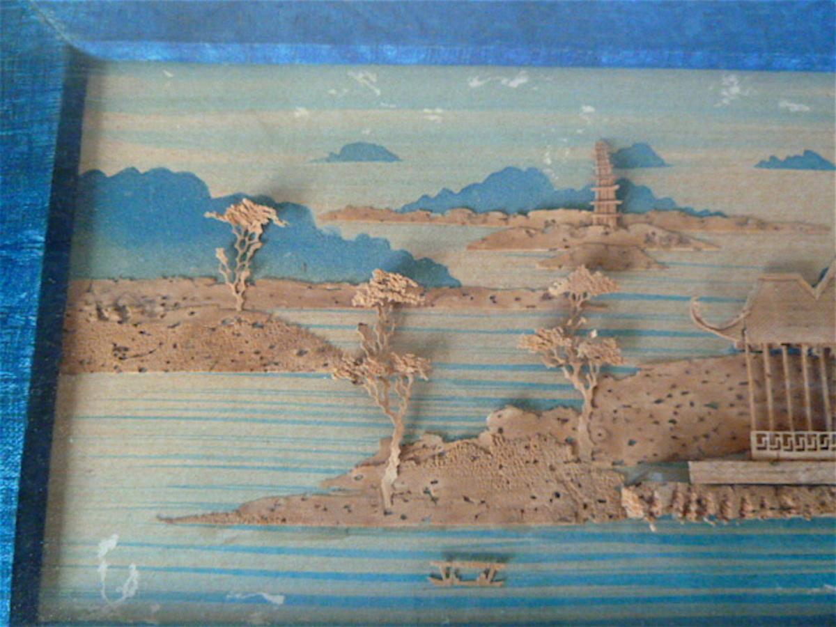 Paintings Pair Of China Chinese Temple Marine Diorama XIX Ref75-photo-7