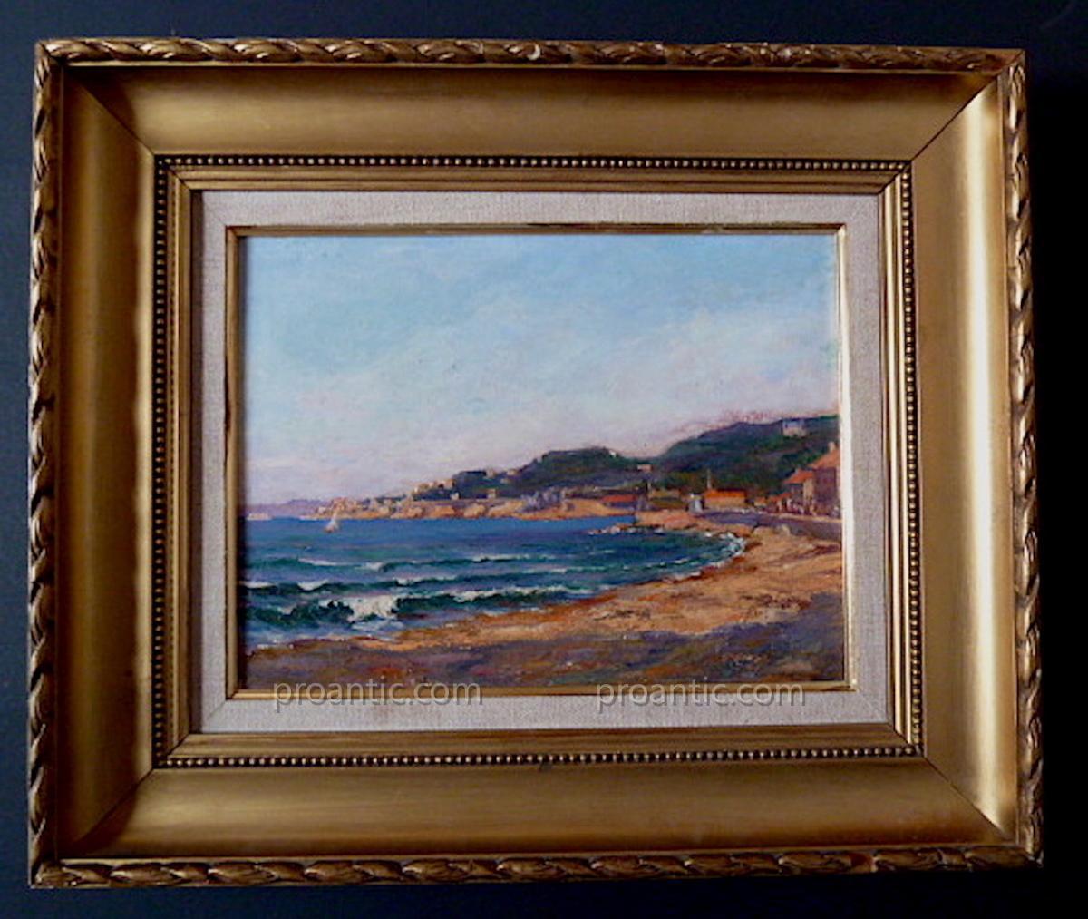 Marine Beach Edge Mediterranean Coast Signed To Identify XX Rt70