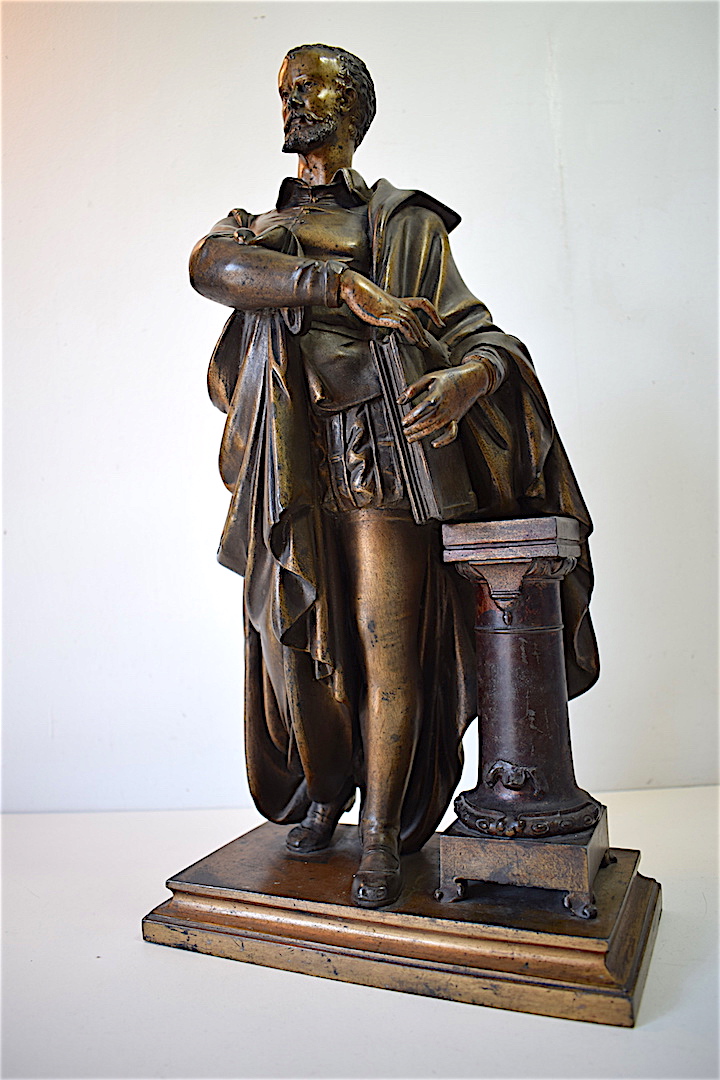 Historical Figure Of The 16th Poet Le Tasse In Painted Metal XIX Century Renaissance Italy Ref91-photo-2