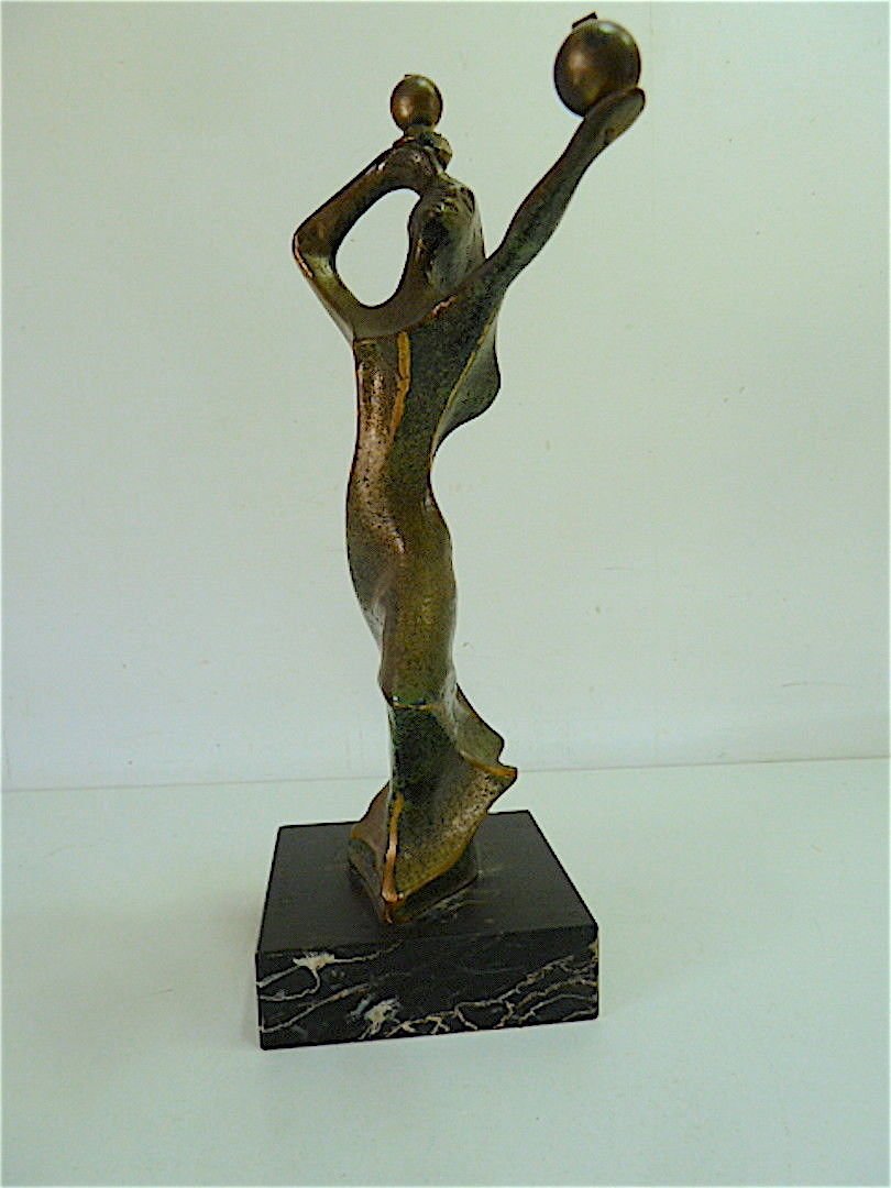 Sculpture  de Femme Art Moderne Bronze Marbre Robert Seguineau  XX 20thREF103-photo-4