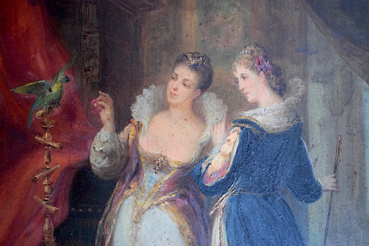 * Emile Bemindt Femmes élégantes au Perroquet Scène de Genre scène d'intérieur RT96-photo-1