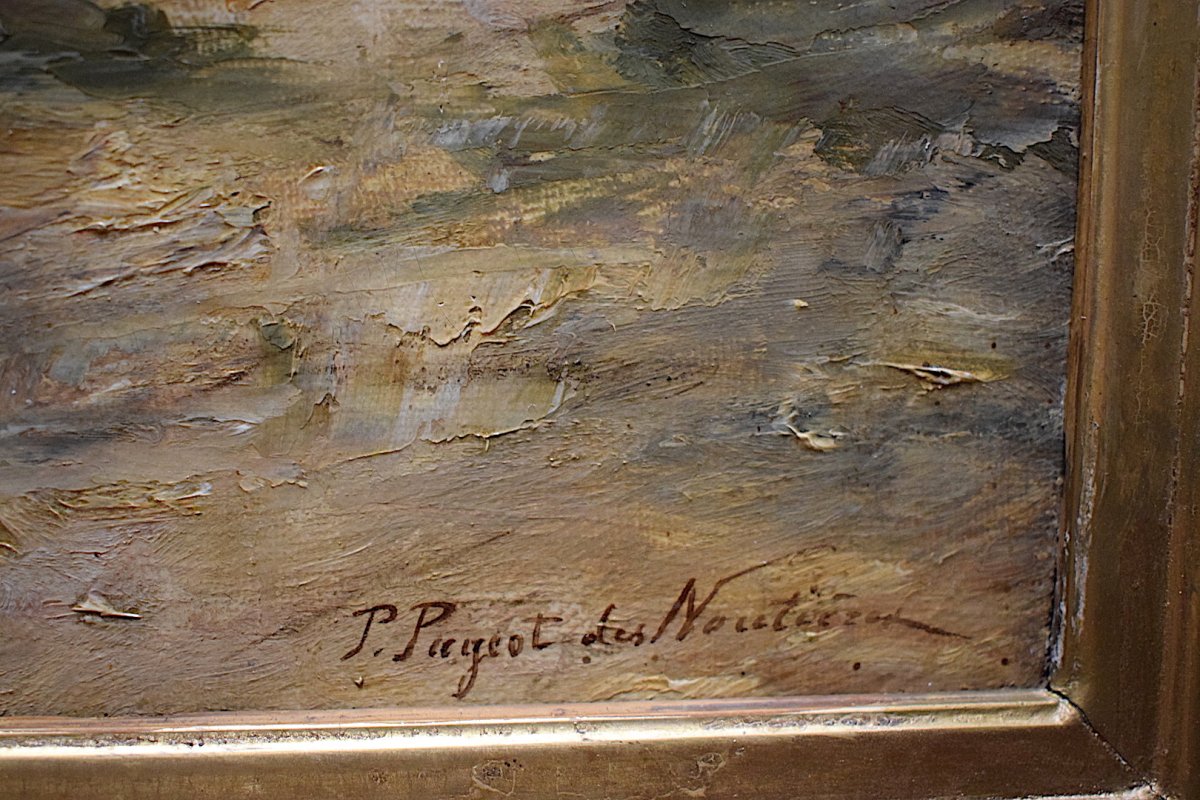 P. Pageot des Noutti&egrave;res Paysage Marine Barques Bord de Mer  P&ecirc;cheurs XIX 19th  RT100-photo-3