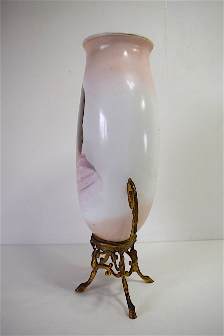 Vase Opaline Mont&eacute; Bronze Portrait De Femme XIX 19th Baccarat Napoleon III    REF109-photo-5