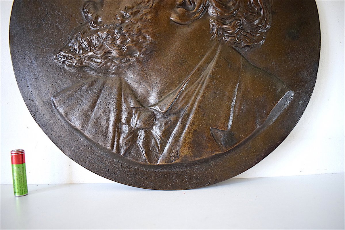 Low Relief Plate In Bronze Medallion Portrait Léon Gambetta XIX 19th Ref111-photo-3