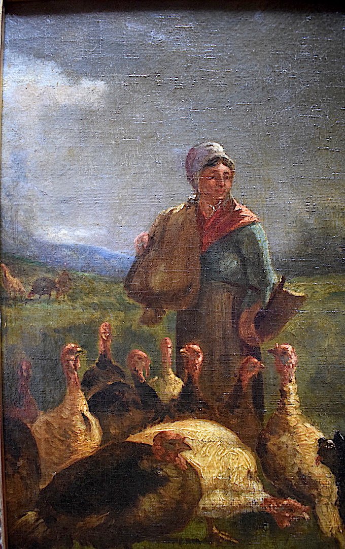 André Cortes Paysage de Campagne Fermière Poule Dindons XIX 19th RT104-photo-3