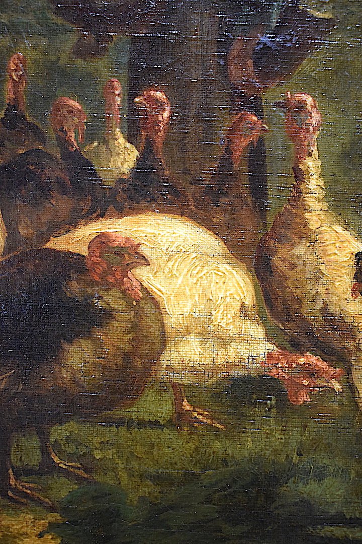 André Cortes Paysage de Campagne Fermière Poule Dindons XIX 19th RT104-photo-3