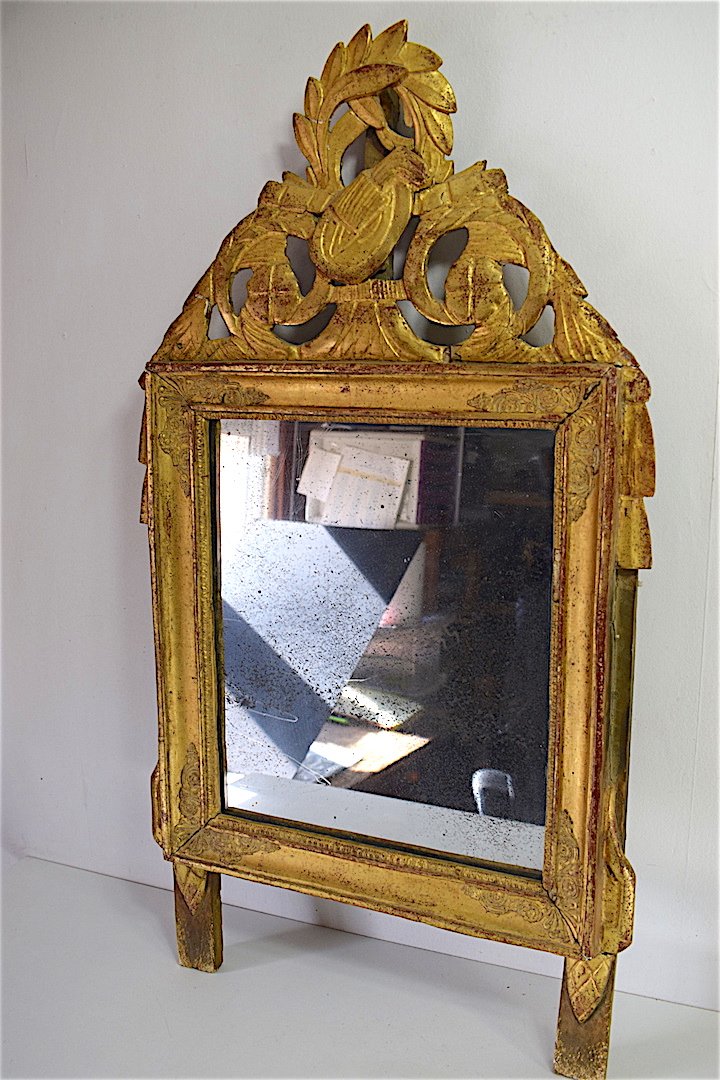 Bedroom Or Alcove Mirror In Golden Carved Wood Louis XVI XVIII XVIII Ref112-photo-3