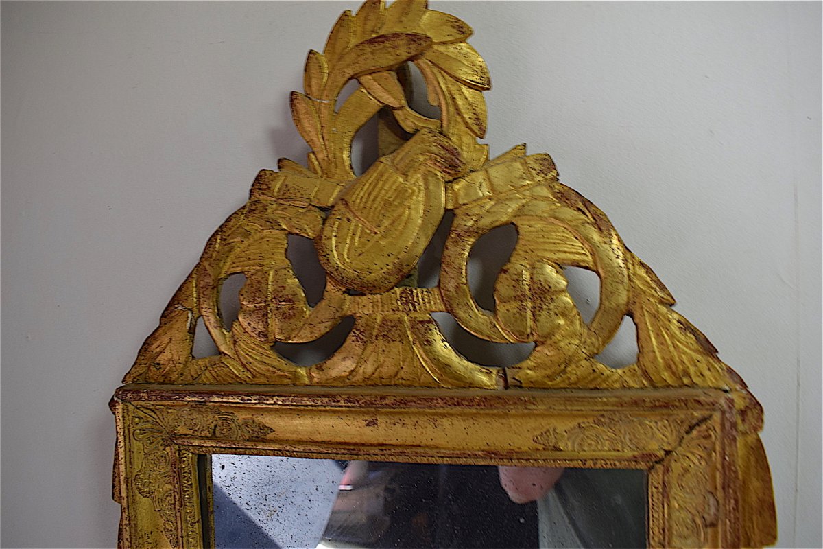 Miroir de Chambre ou D’alcôve en Bois Sculpté Doré Louis XVI  XVIII ème 18th REF112-photo-1
