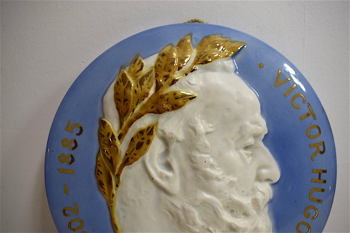 Victor Hugo Porcelain Medallion Signed E Lachenal XIX XX 19th 19th Ref113-photo-2