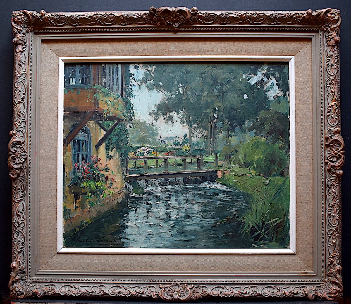 Paul Emile Lecomte Signed Landscape River Countryside Impressionist XX Rt118-photo-5