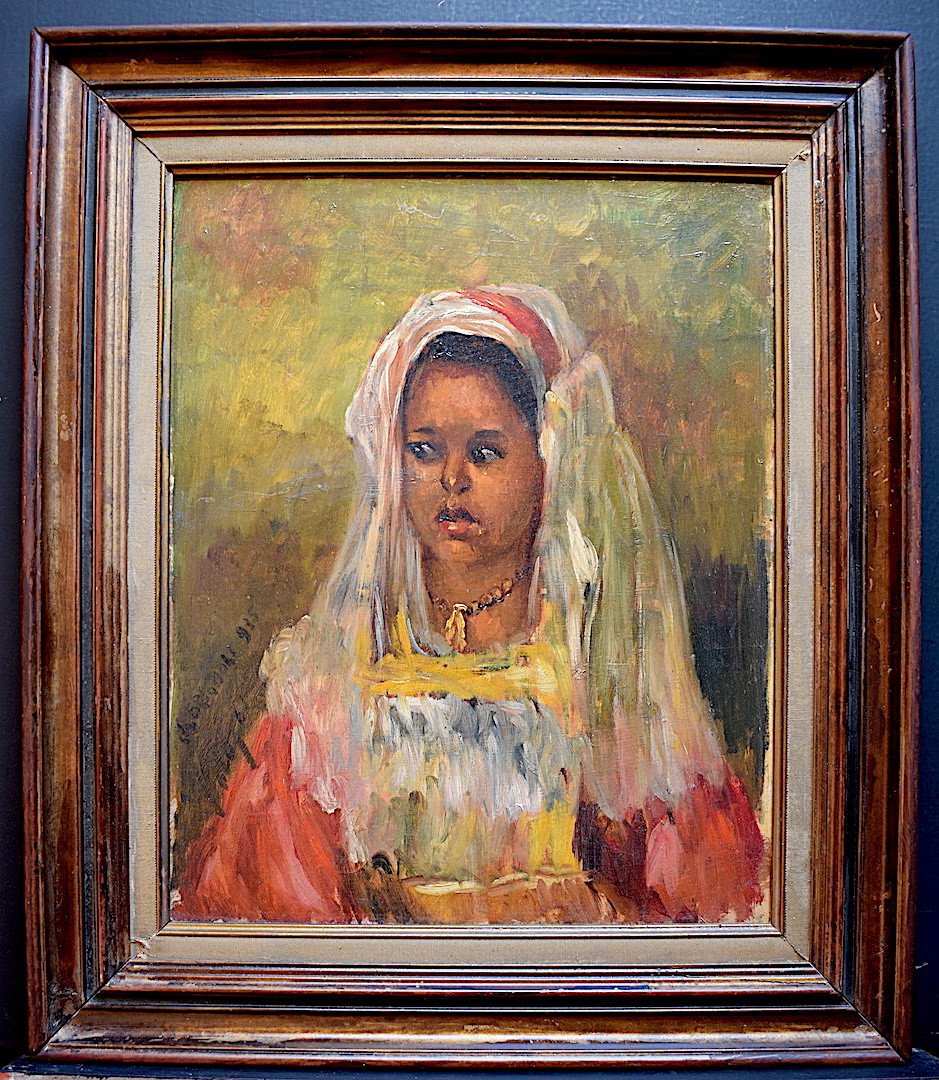 Orientalist Portrait Young Moorish Berber Girl Signed To Identify XX Rt123-photo-6