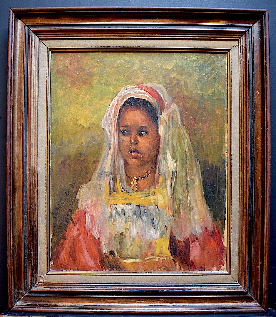 Orientalist Portrait Young Moorish Berber Girl Signed To Identify XX Rt123