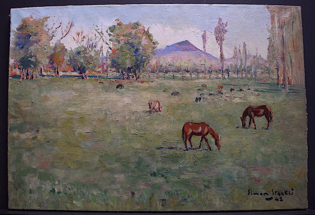 Simon Stockli Orientalist Algeria Horses Country Scene XX Rt126-photo-2