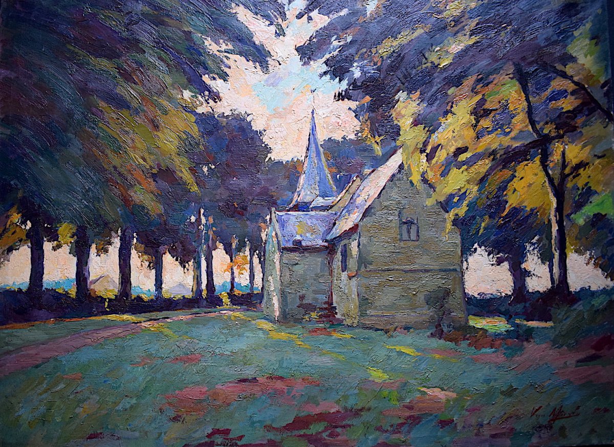 Van Mierlo Signed Belgian Belgium Landscape Church Fauve XX Rt133 *-photo-2