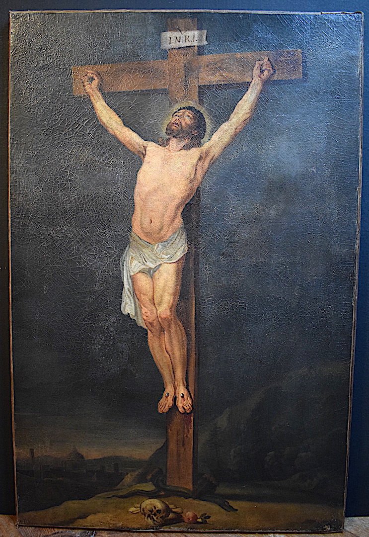 Christ On The Cross Religion Crucifixion Vanity Skull Mémento Mori Serpent XVII XVIII  Suiveur De Van Loo Rt139 