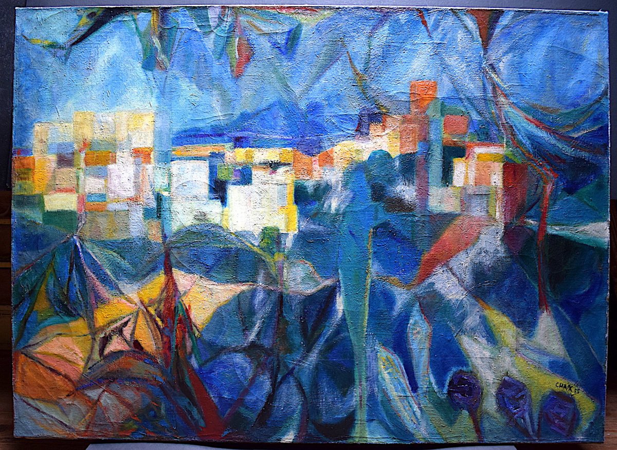 André Chaix Abstract Cubist Landscape Lyon Ecole Lyonnaise Sanzisme XX Rt137 