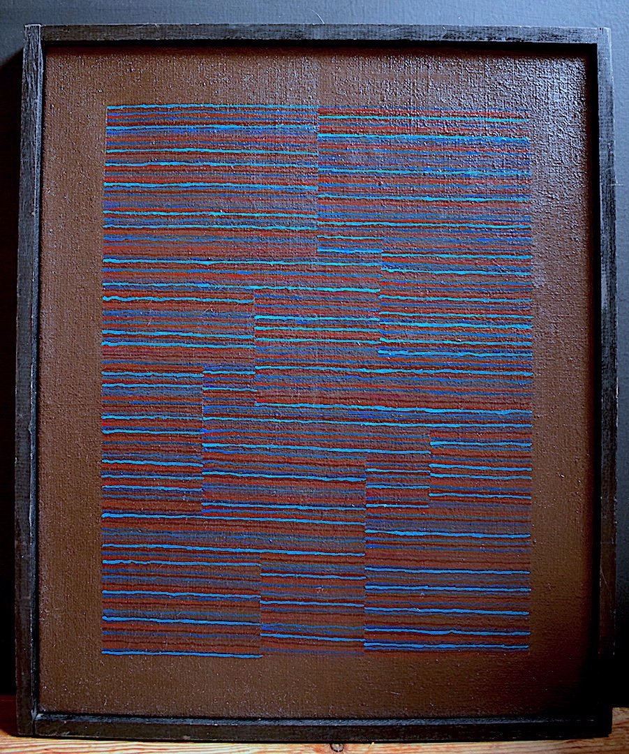 Abstract Signed Ladislas 1970s XX  Vintage Modern Art Rt164-photo-3
