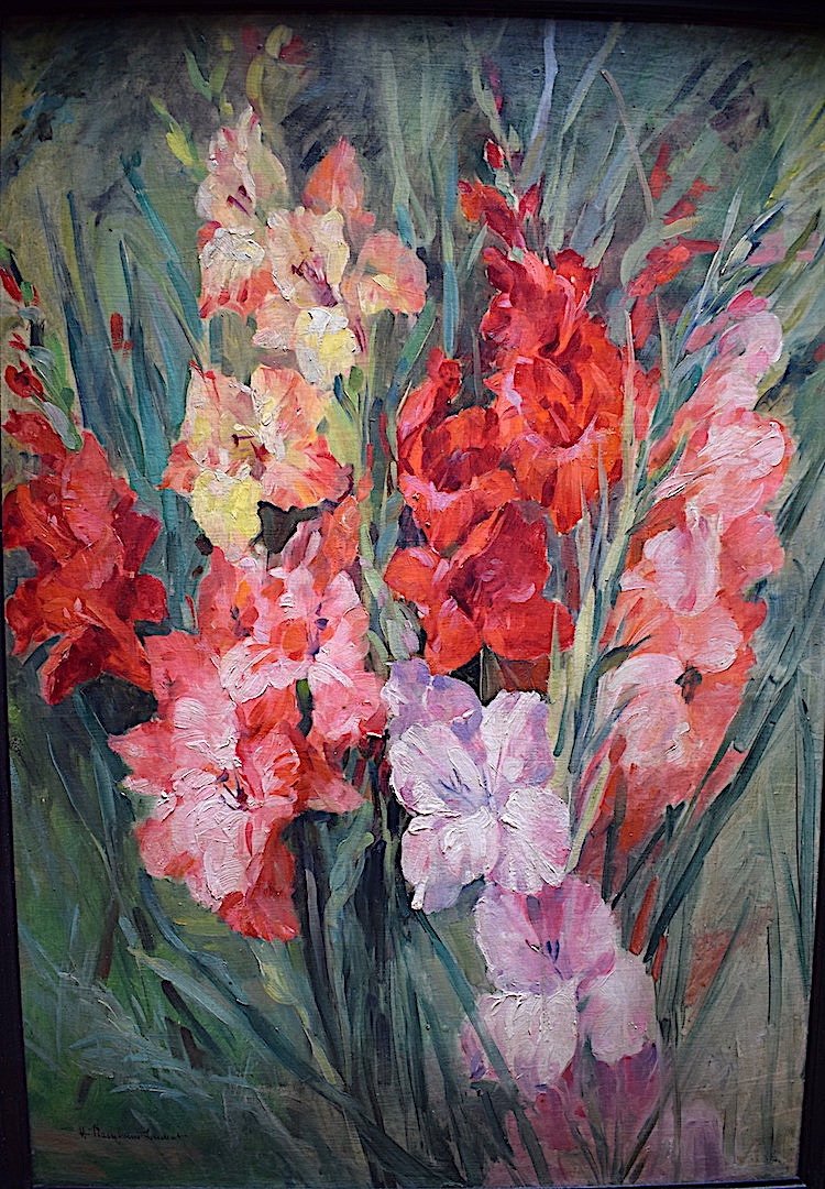 Still Life Flowers Gladioli Signed H. Rambaud Laurent XX Rt165-photo-2