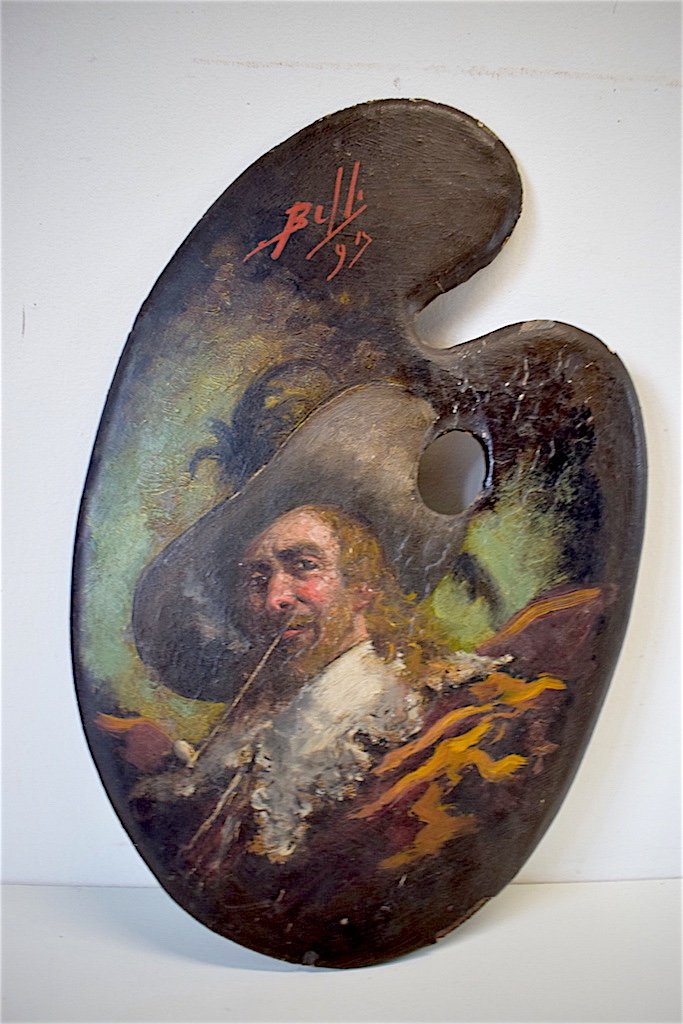 Bénito Belli Palette Of Painter Portrait Man In Hat XVIII Italy Italian XIX Signed Ref139
